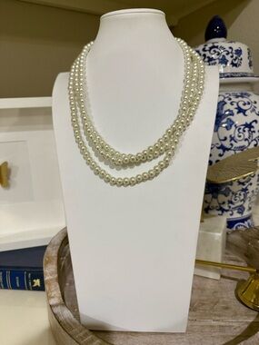 Extra Long Single Strand Faux Pearl Necklace - 60+ Inches